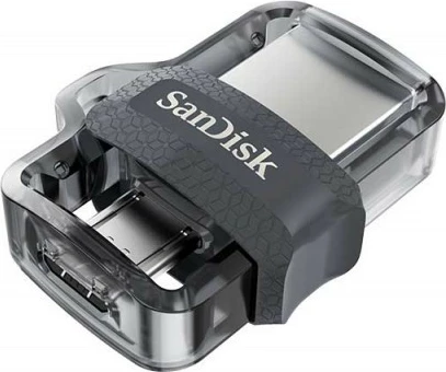 Pendrive SanDisk Ultra Dual Drive m3.0, 256GB, USB 3.0/microUSB, Zi/Gri/Transparent