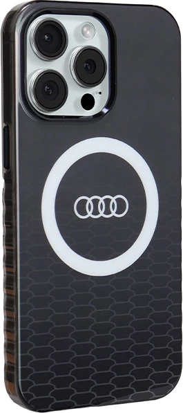 Mbështjellës Audi IML Big Logo MagSafe për iPhone 15 Pro Max, zi