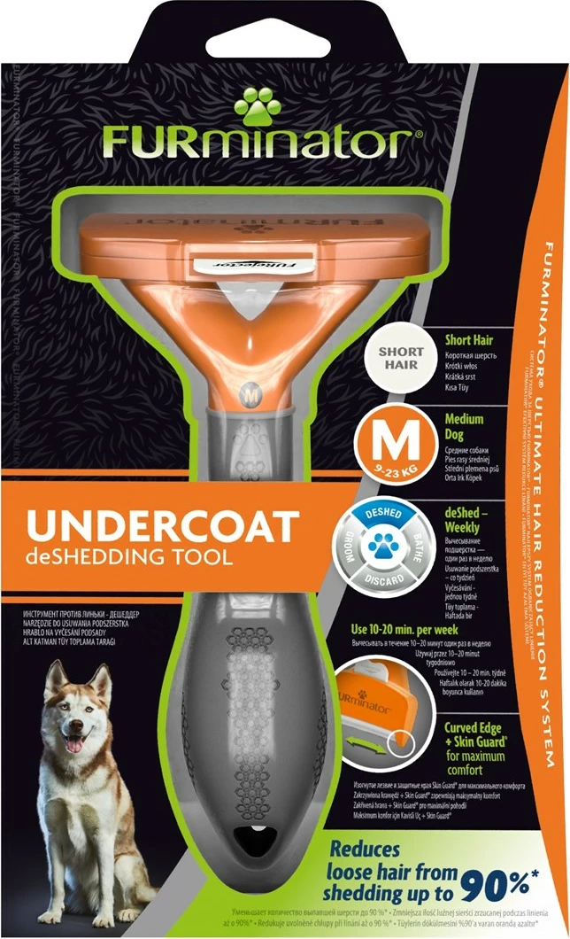 FURminator për qen me lesh të shkurtër - M, ngjyrë e zezë