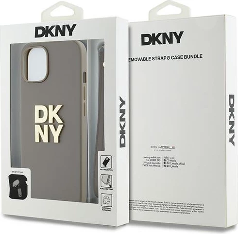 Mbështjellës DKNY Wrist Strap Stock Logo për iPhone 15/14/13, bezhë