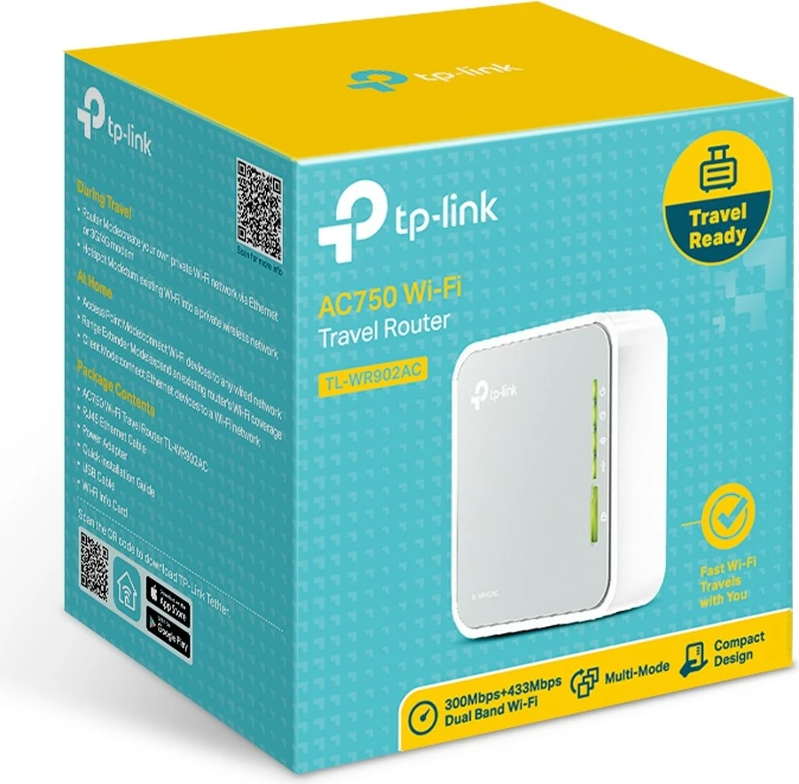 Router portativ TP-Link TL-WR902AC, Wi-Fi 5, Dual-band, i bardhë