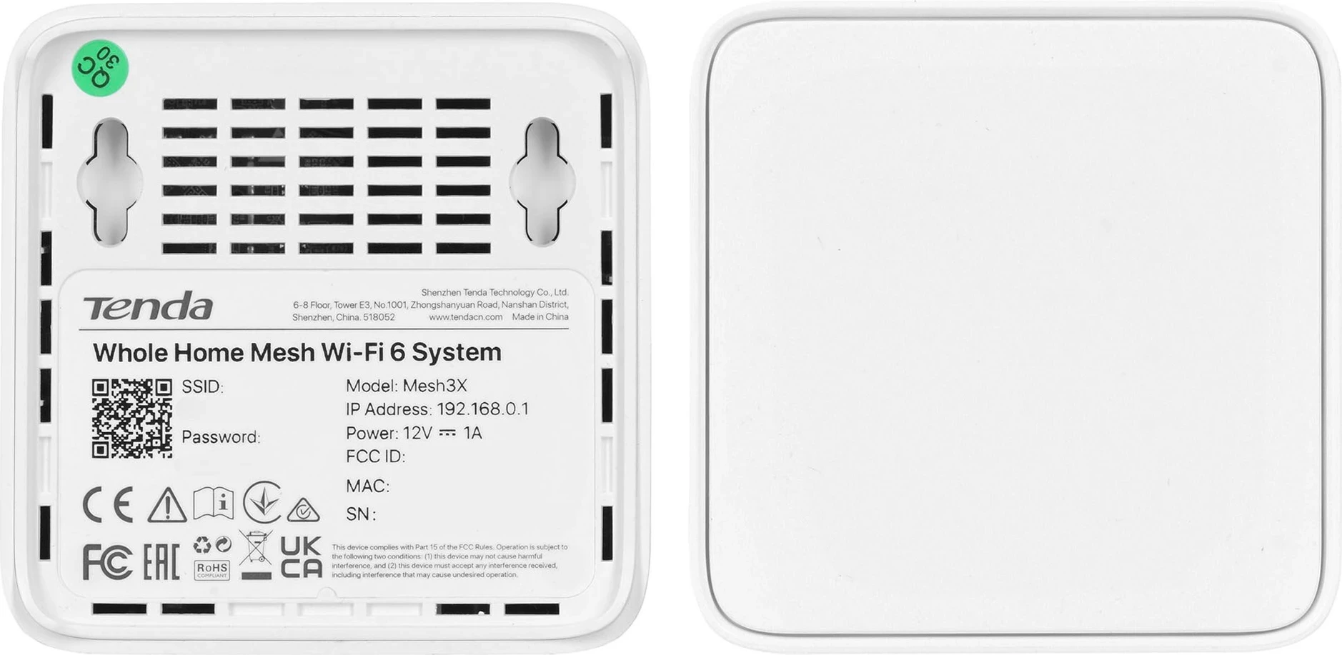 Sistem mesh Tenda MX3, Wi-Fi 6, Dual-band, 2-PACK, Bardhë