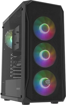 Kasë Natec Fury Shobo SH4F RGB, Midi Tower, xham i temperuar, 4 ventilatorë RGB, e zezë