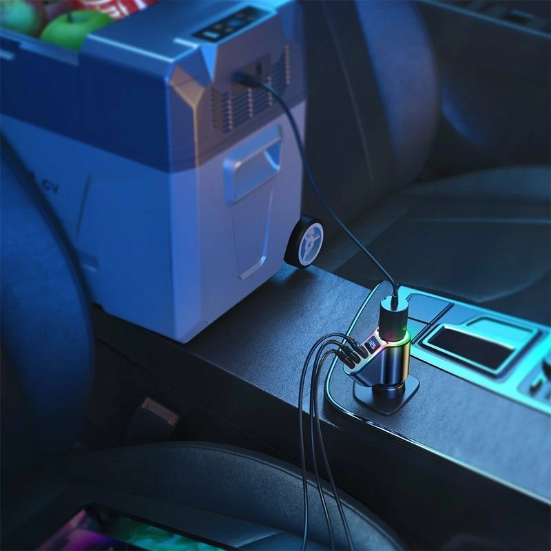 Karikues për veturë Joyroom JR-CL21 150W 1x USB-A + 2x USB-C QC3.0/PD3.0 12/24V, i zi