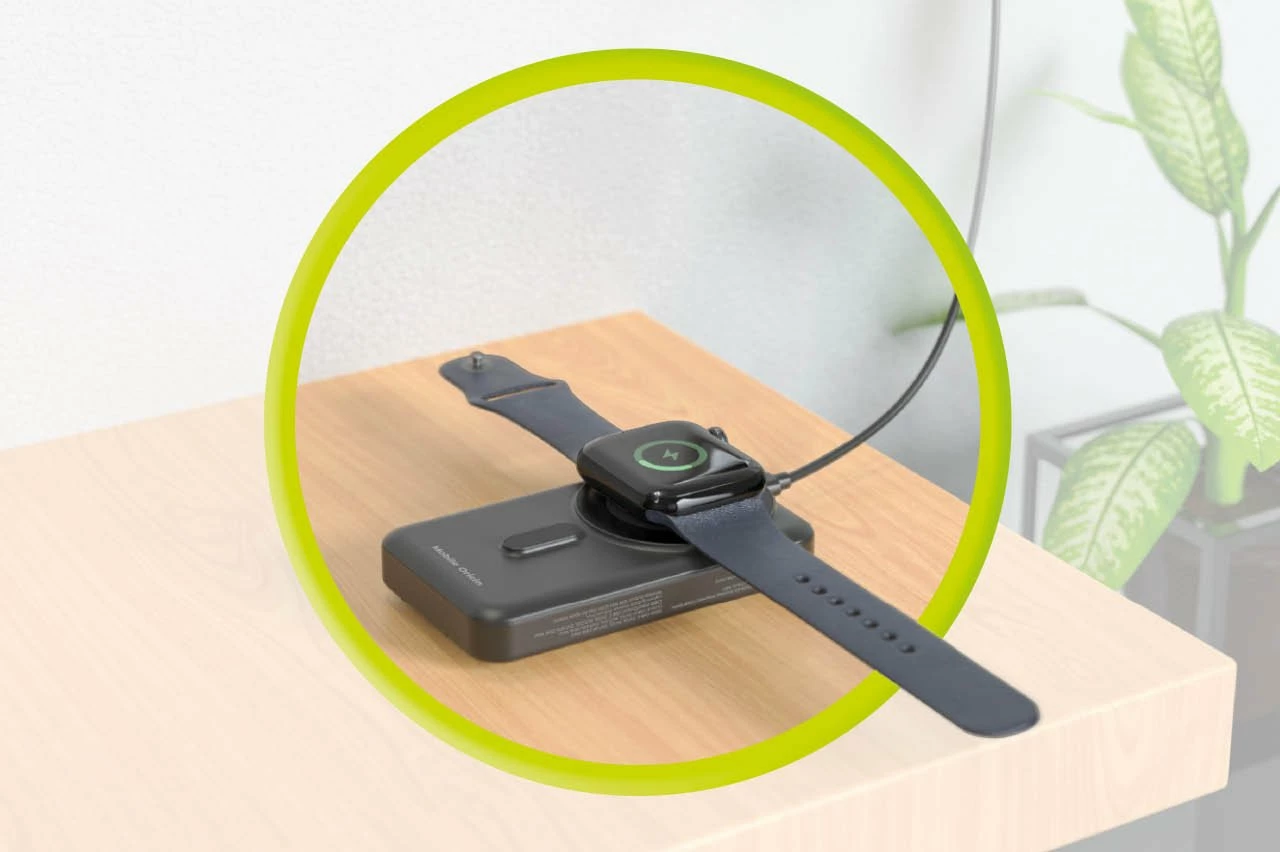 Powerbank wireless magnetik Mobile Origin PB11 10000mAh 20W me MagSafe, kabllo USB-C & Lightning të integrume, karikim Apple Watch, e zezë