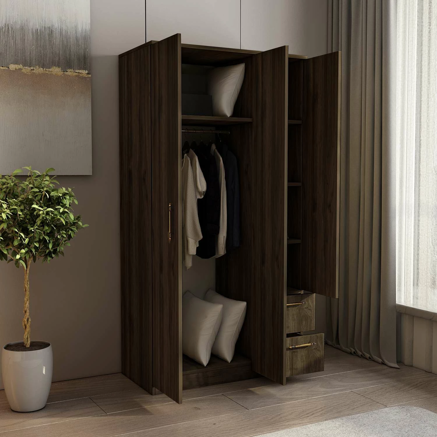 Dollap Merlin, ngjyrë arre, Skye Decor