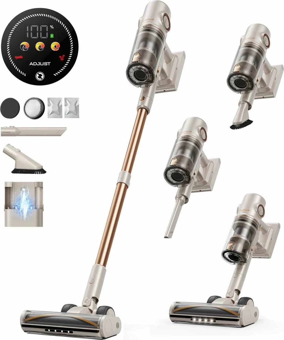 Fshesë me korrent pa kabllo vertikale Honiture P7 Pro, 600 W, 50 kPa, 80 min, HEPA, 1.5 L, shampanjë