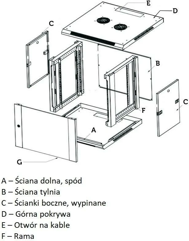 Kasë rrjeti Extralink EX.14473, 6U, për montim në mur, Gri