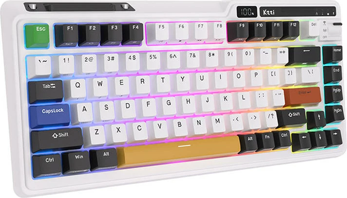 Tastierë mekanike wireless Royal Kludge KZZI K75 pro RGB, 82 taste, bardhë/zezë