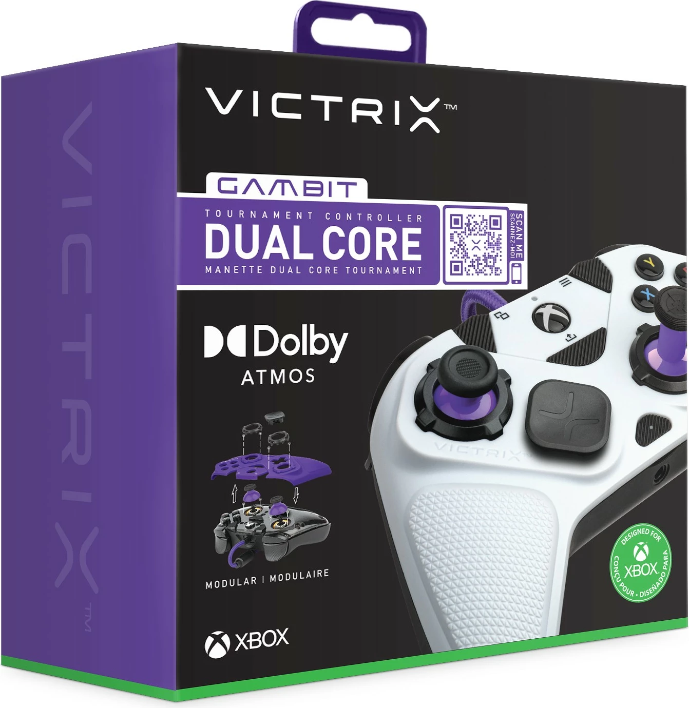 Gamepad PDP Victrix Gambit, PC, Xbox One, Xbox Series S/X, i zi, i bardhë