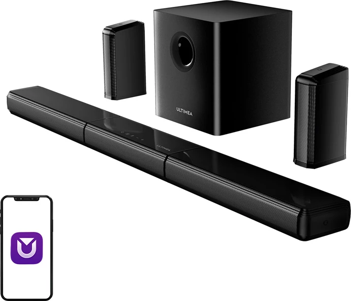 Soundbar Ultimea Apollo S70 Ultra U3800 7.1 Bluetooth 5.3 HDMI eARC me subwoofer dhe 2 surround, e zezë