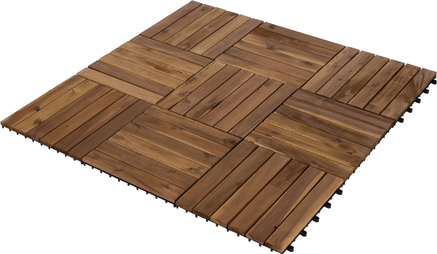 Set 10 copë pllaka dyshemeje prej druri akacie, 30x30x2.4cm