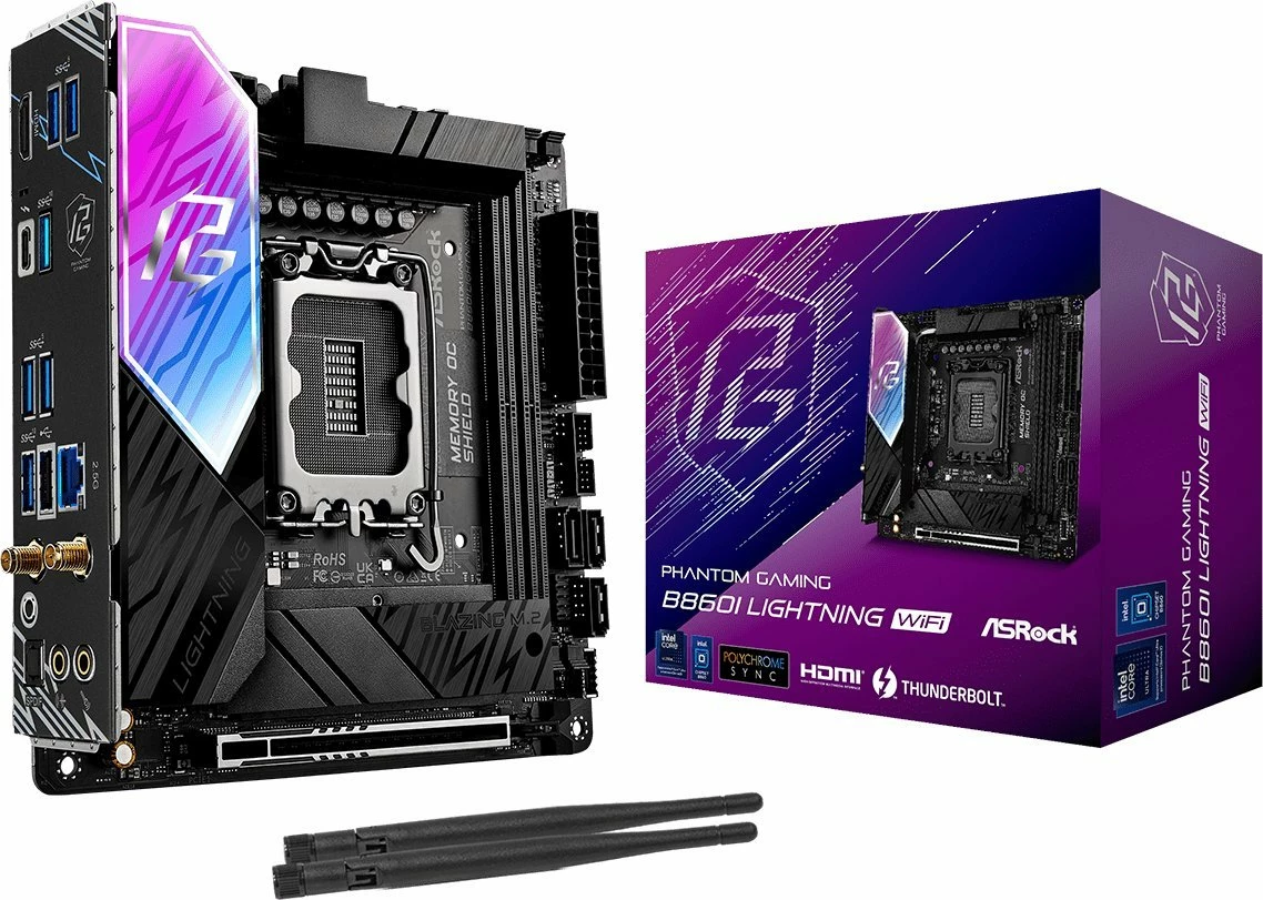 Pllakë amë ASRock B860I Lightning WiFi Mini-ITX, deri 128GB RAM, Wi‑Fi 6E, Thunderbolt 4