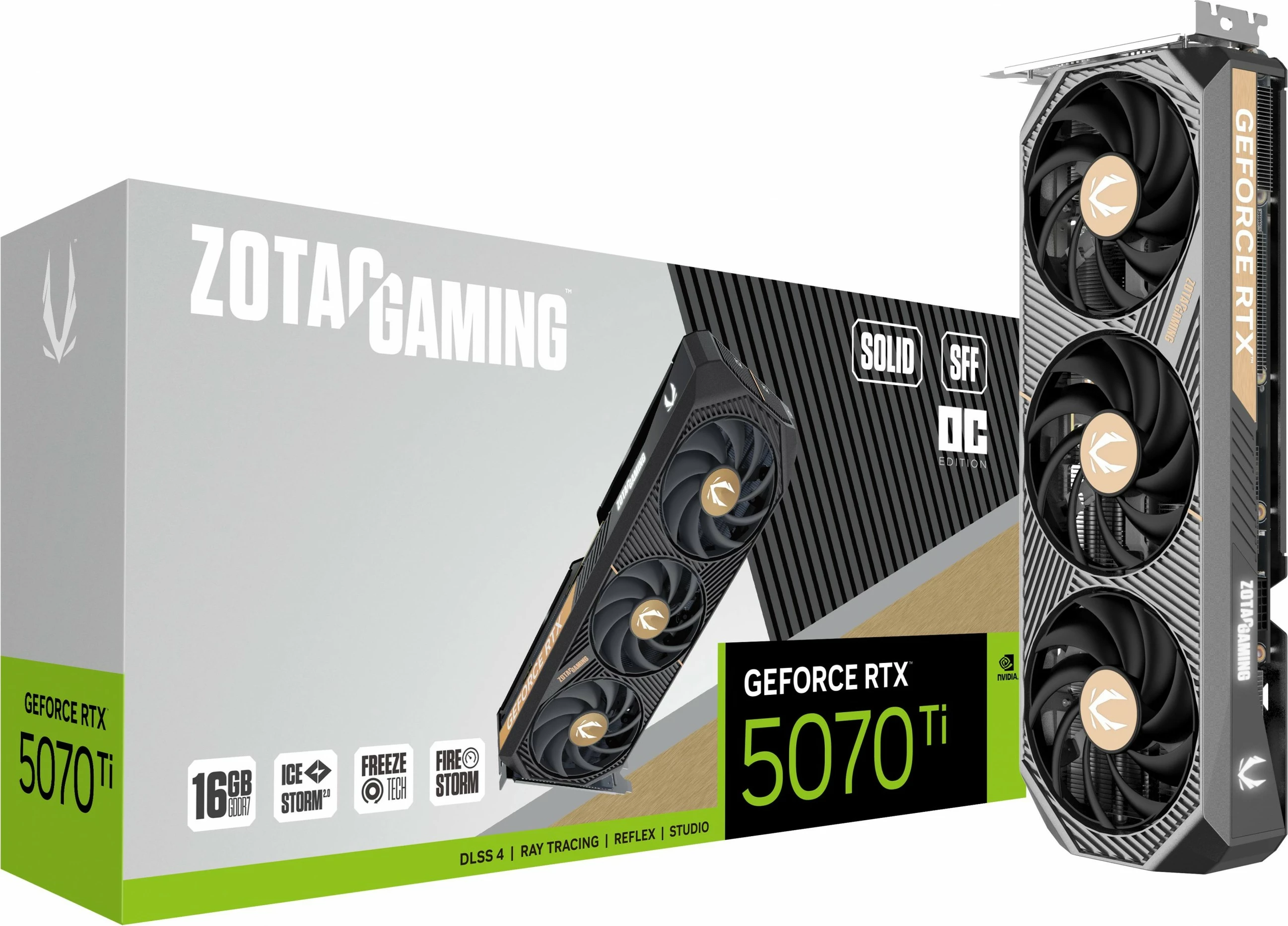 Kartelë grafike Zotac GAMING GeForce RTX 5070 Ti SOLID SFF OC, 16 GB, GDDR7, e bardhë