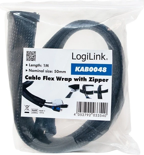 Grillë fleksibël LogiLink, 1.0m x 50mm, e zezë