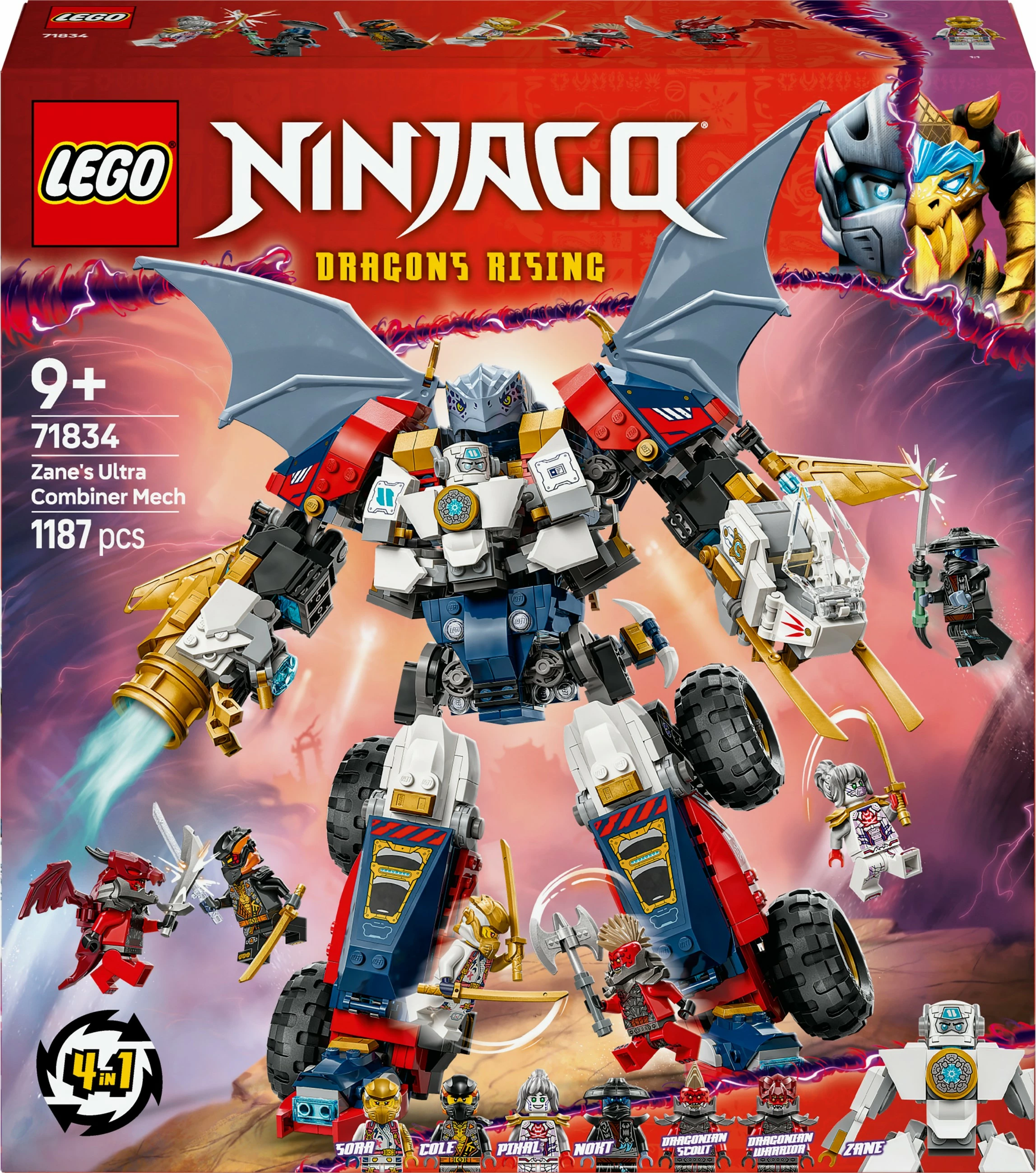 Set ndërtimi LEGO NINJAGO Zane’s Ultra Combiner Mech 71834, 1187 pjesë, shumëngjyrësh