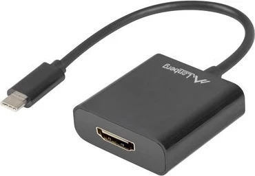 Përshtatës Lanberg USB-C, 3.1 (M) në HDMI (F) 15CM, i zi