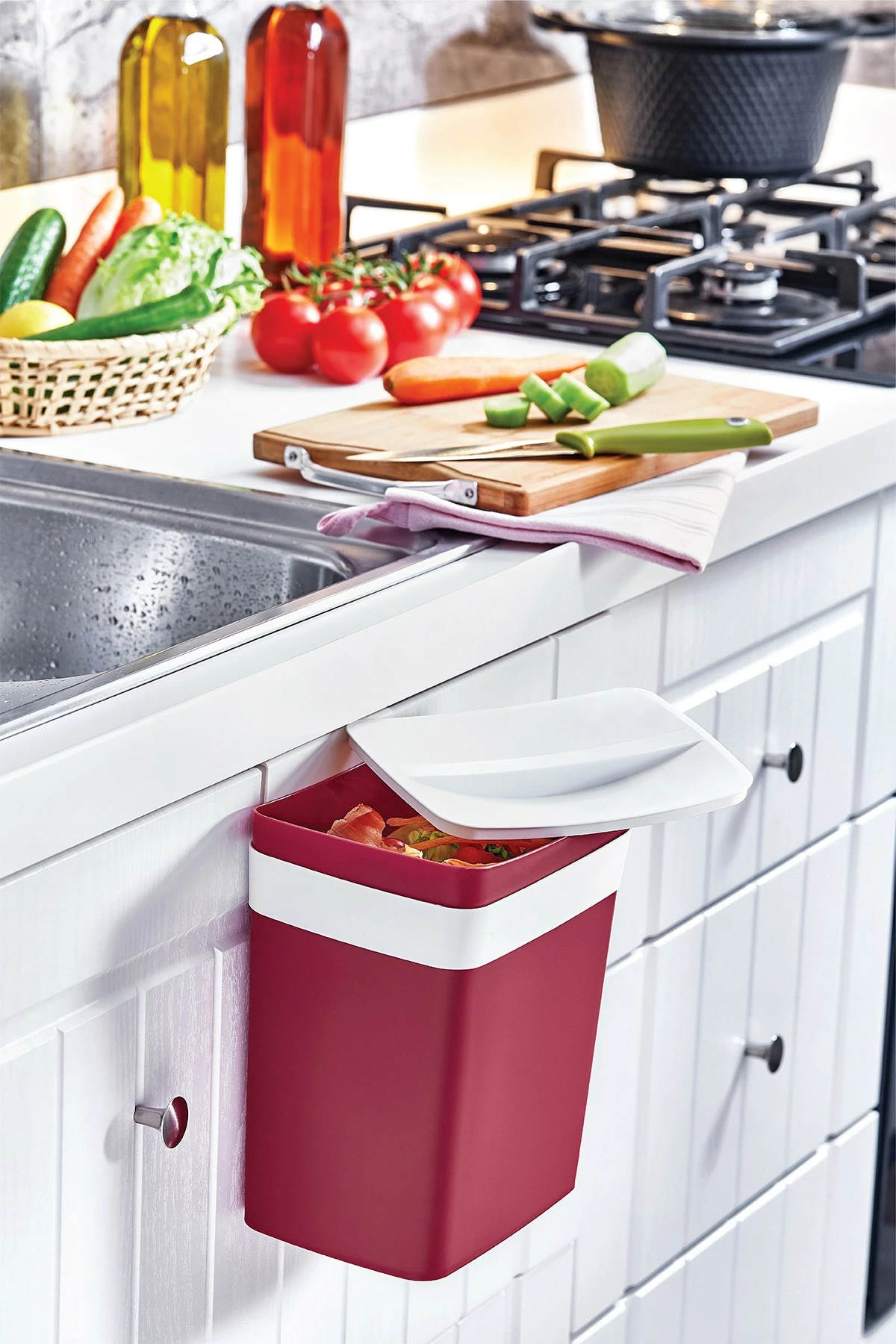 Kosh plastik për organizim, ngjyrë e kuqe, TRN-192-1