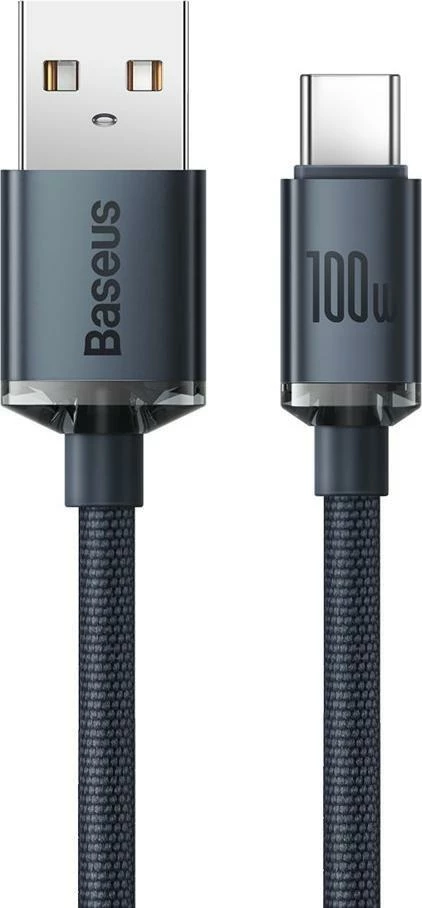 Kabllo USB Baseus Crystal Shine CAJY000401 USB-A në USB-C 1.2 m 100W, e zezë (1 copë)