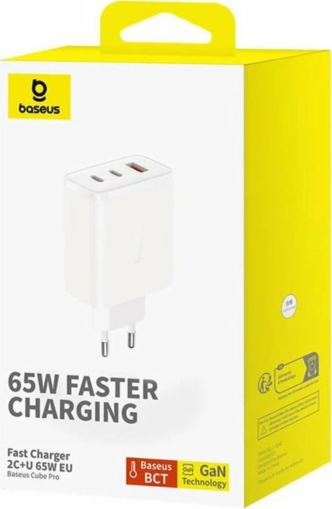 Karikues rrjeti Baseus OS-Cube Pro P10152301213-00 65W 2xUSB-C + USB-A, i bardhë