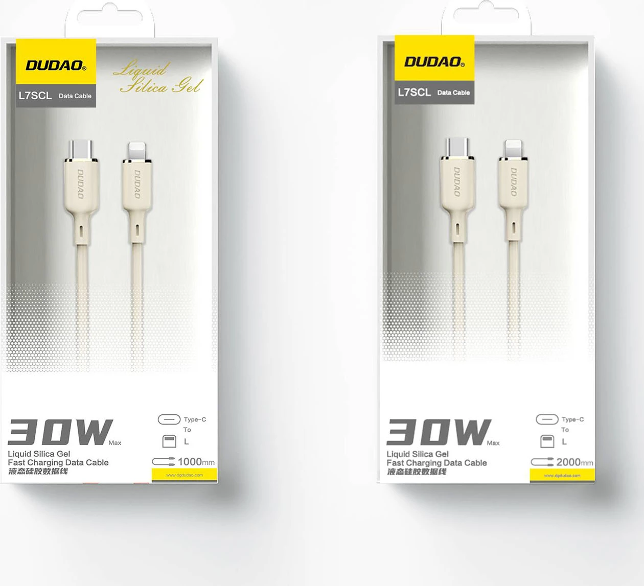 Kabllo Dudao L7SCL, USB-C në Lightning, 1m, 30W, Bezhe