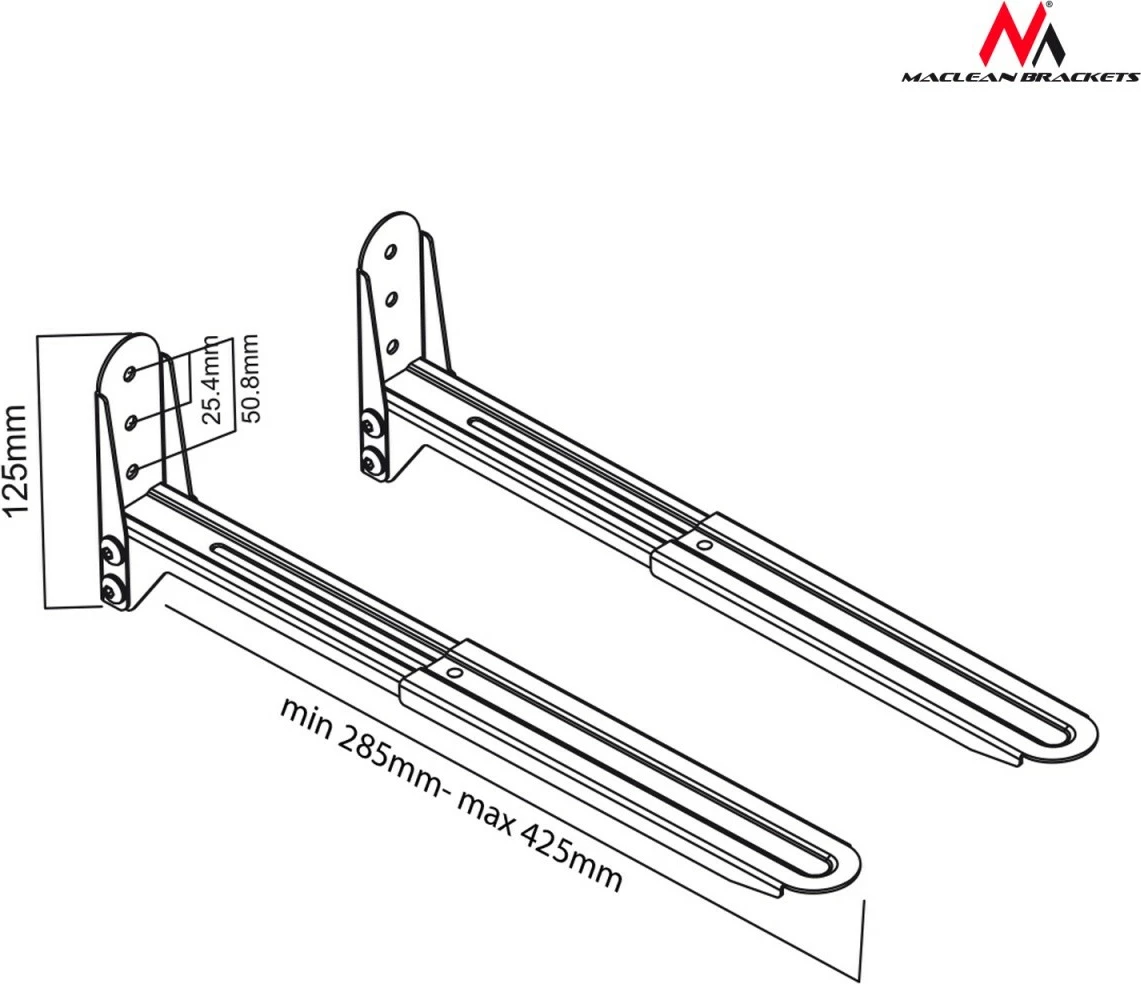 Mbajtëse muri për mikrovalë Maclean MC-776B, metal, e zezë