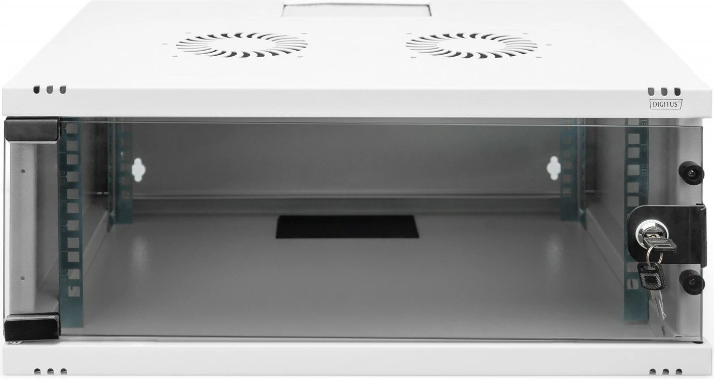 Kasë rrjeti për mur Digitus DN-38010, 19", 4U, 241 x 540 x 400 mm, xham, gri
