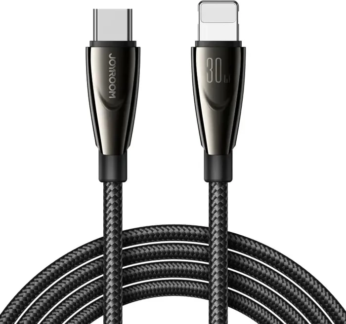 Kabllo Joyroom Pioneer Series SA31-CL3 USB-C në Lightning, 1.2m, 30W, e zezë