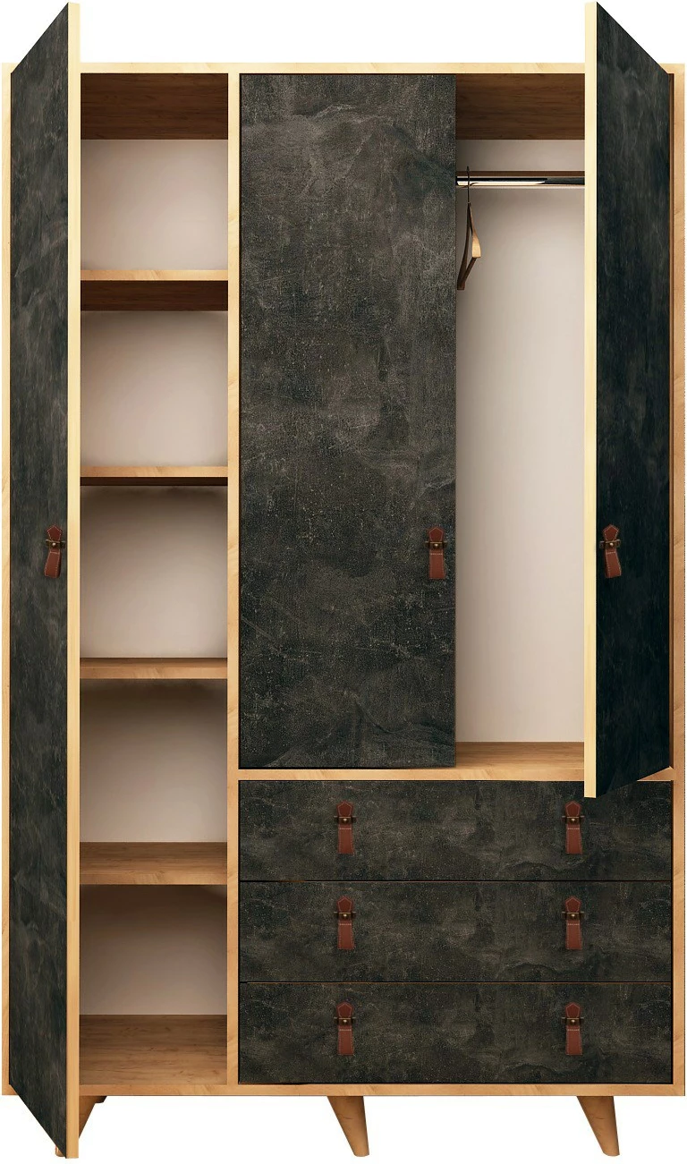 Dollap Hanah Home, Chunky, ngjyrë lis dhe gri e errët, 120x187x52cm