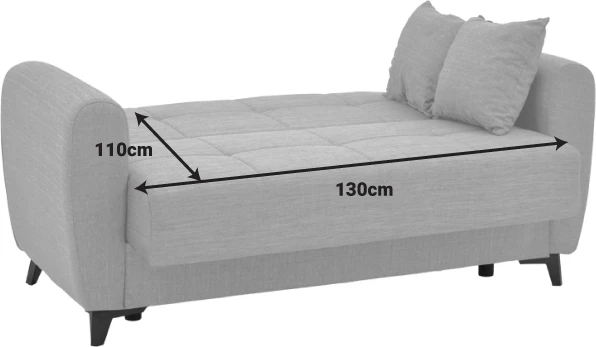 Divan-krevat me depo Lincoln dy ulëse, pëlhurë ngjyrë qymyr, 165x85x90cm