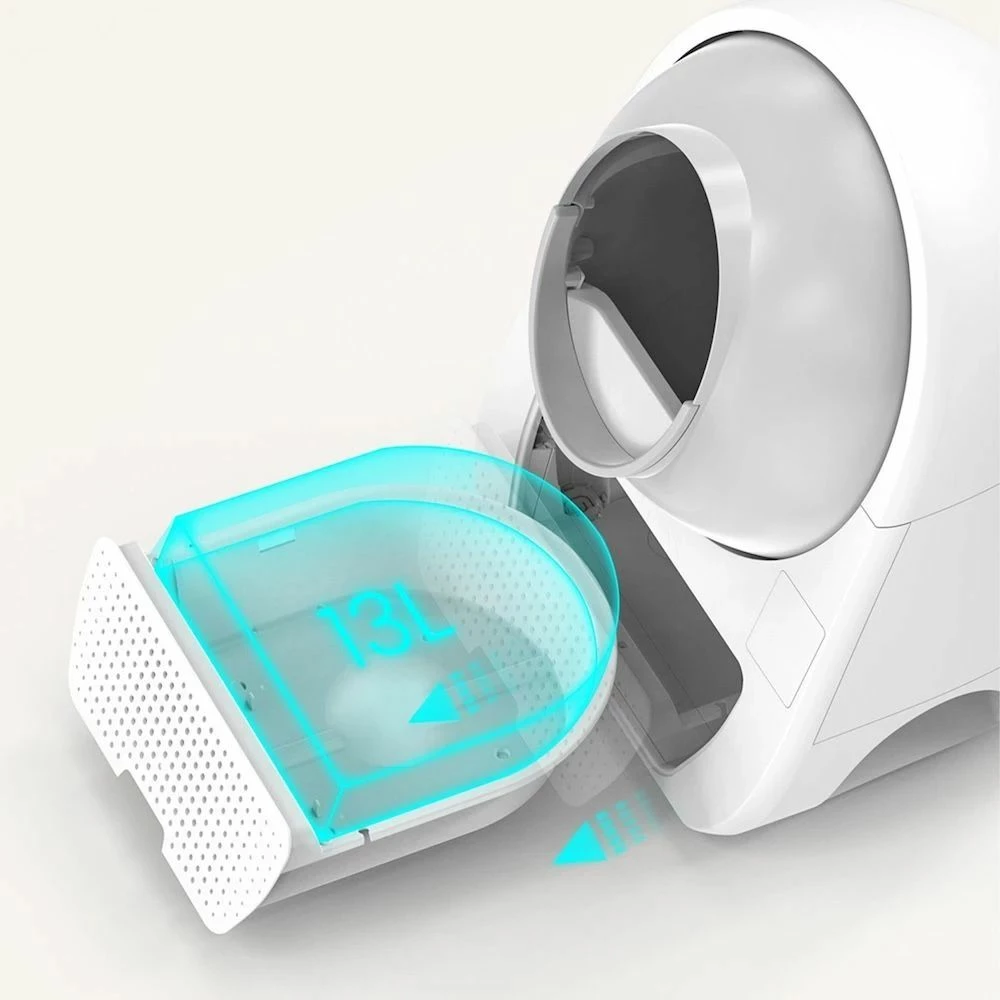 Kuti rëre automatike inteligjente për mace Catlink Pro ULTRA, kamerë 1080p, audio dy-kahësh, monitorim shëndeti, e bardhë