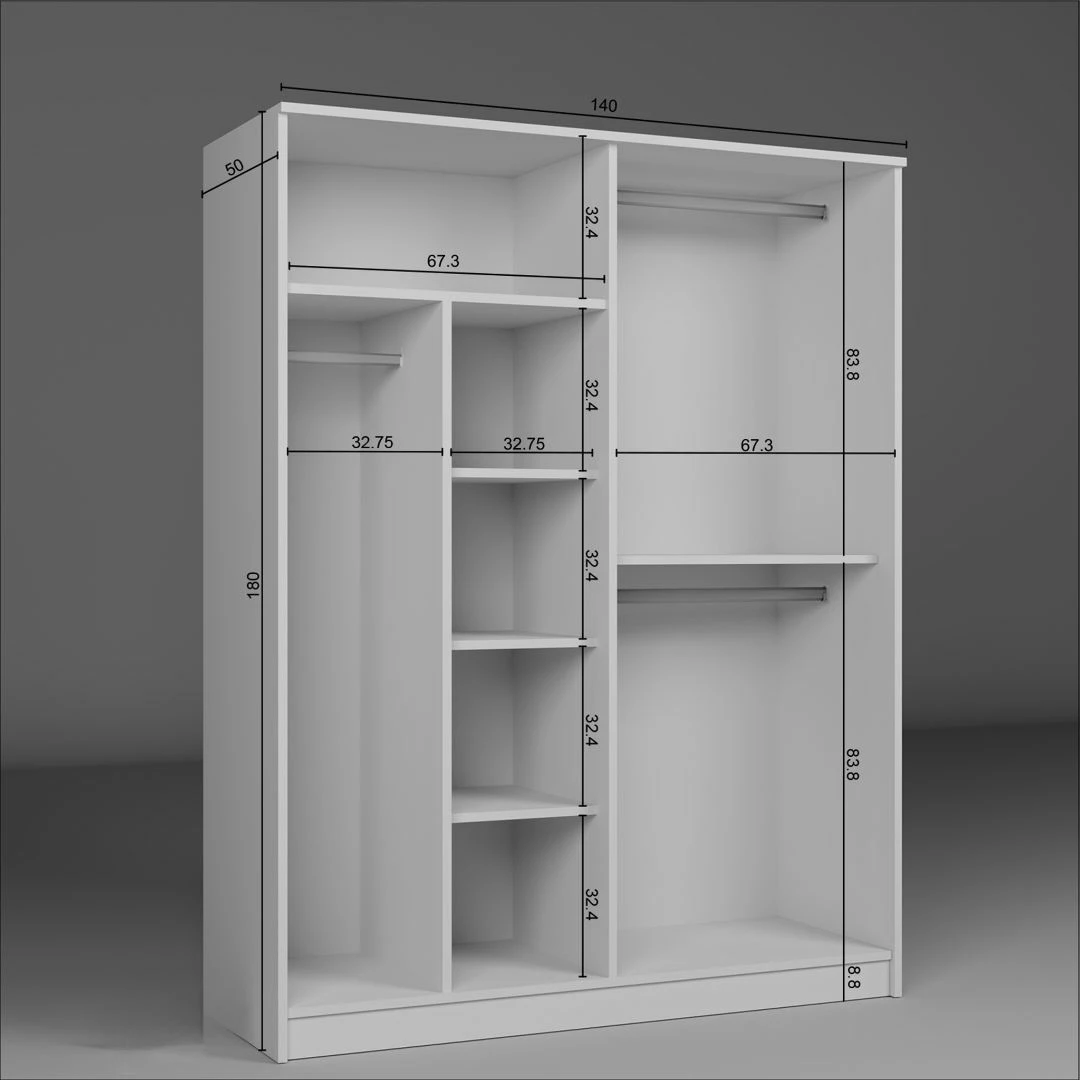 Dollap rrobash Skye Decor, i bardhë, Kardelen 1600-99