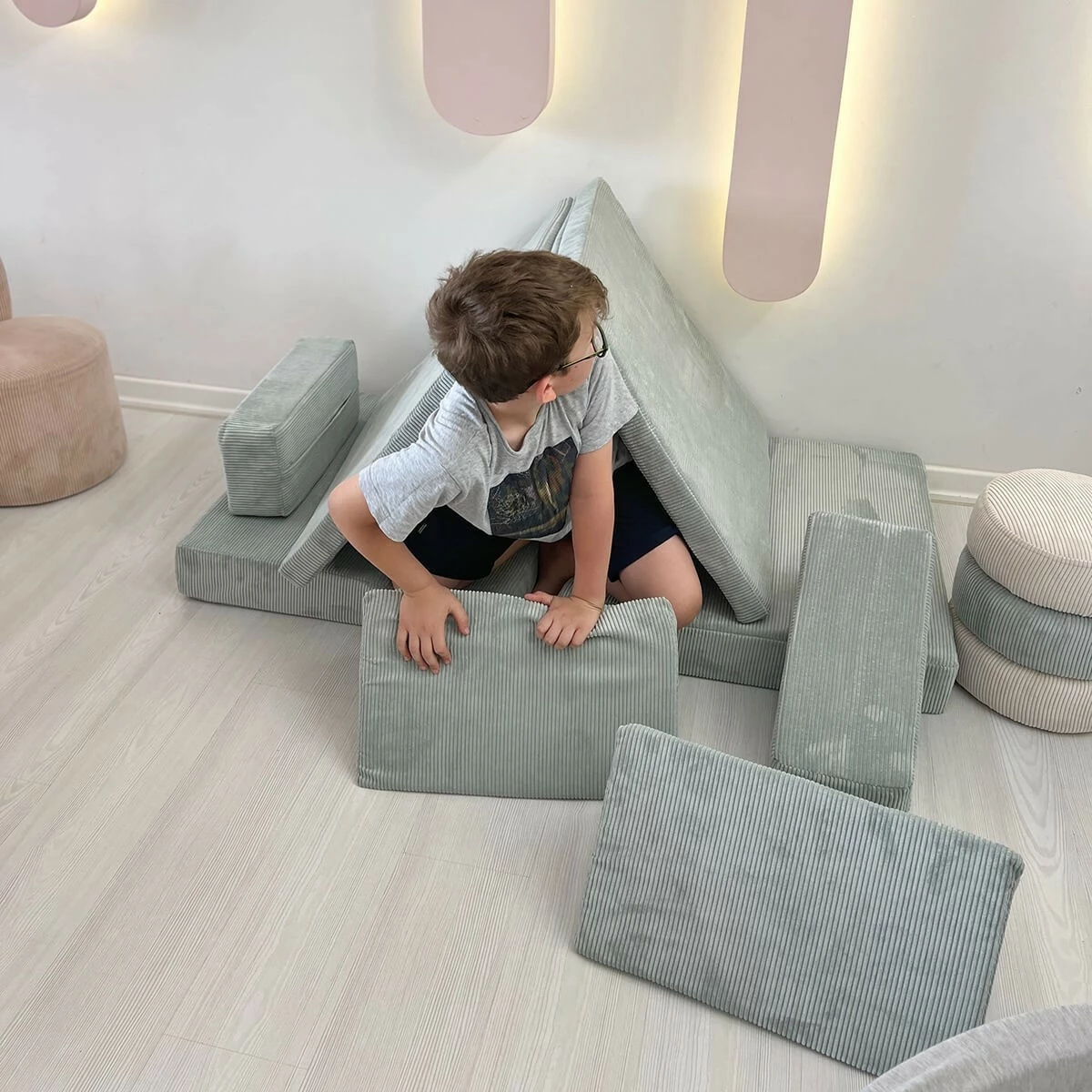 Divan-krevat dy vendësh, Atelier del Sofa, Puzzle, ngjyrë kaltër