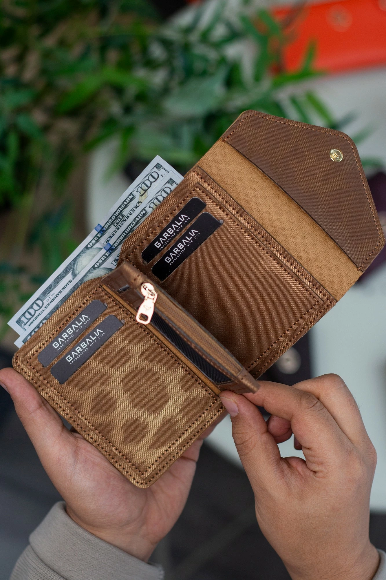 Portofol për gra, Zoozie Bags, ngjyrë ari, leopard