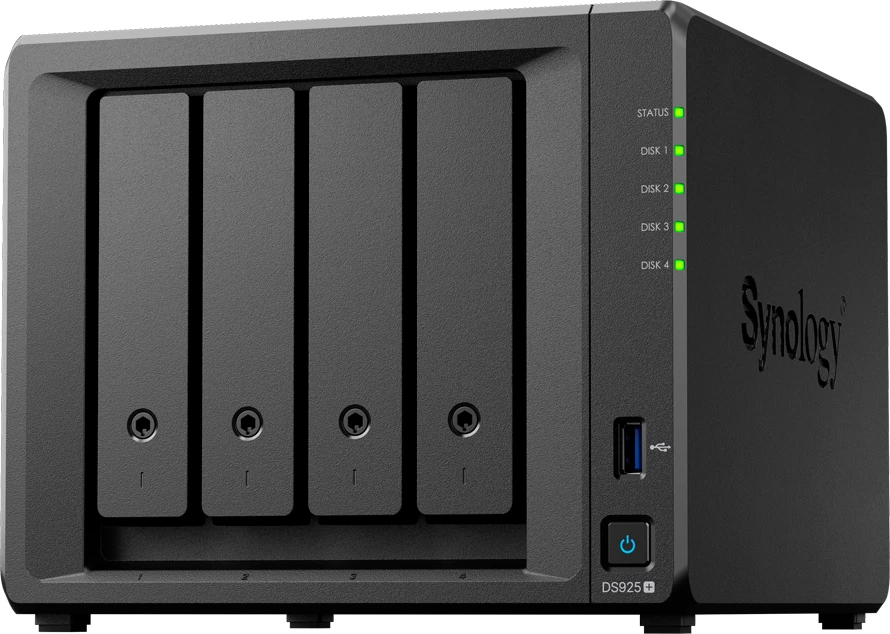 Server NAS Synology DiskStation DS925+ 4-bay 3.5\" SATA, 2x M.2 2280 NVMe, 4GB DDR4 ECC, 2x 2.5GbE, i zi