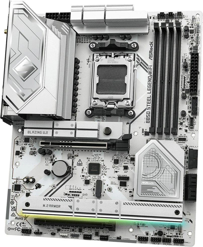 Pllakë amë Asrock B850 Steel Legend WiFi, Socket AM5, ATX, Bardhë