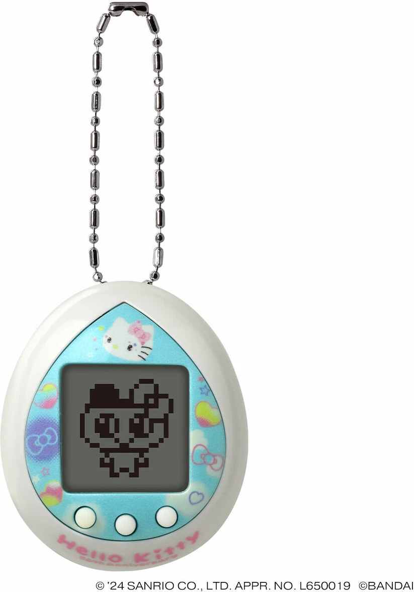 Lodër virtuale Tamagotchi Nano Hello Kitty 50th Anniversary, me mini-lojëra dhe zinxhir, Sky Blue