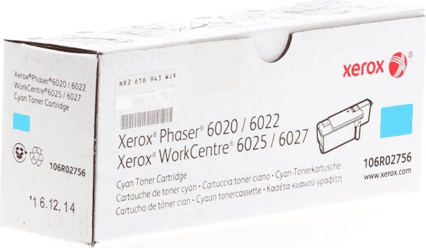 Toner, Xerox 106R02756 standard 1000 faqe për Phaser 6020/6022, WorkCentre 6025/6027 cyan