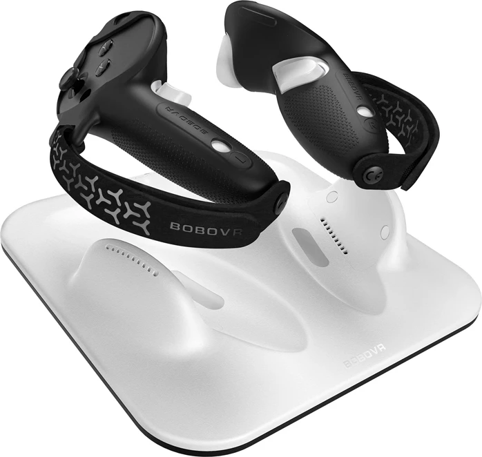 Bazë karikimi wireless magnetike BoboVR CD3, për kontrollera Meta Quest 3/3S, bateri litiumi të rikarikueshme, set, bardhë/zi