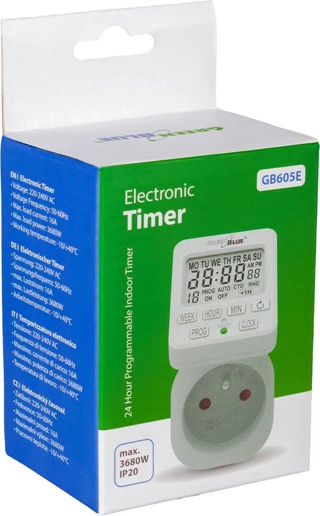 Programator GreenBlue GB605 E, 16A, i bardhë