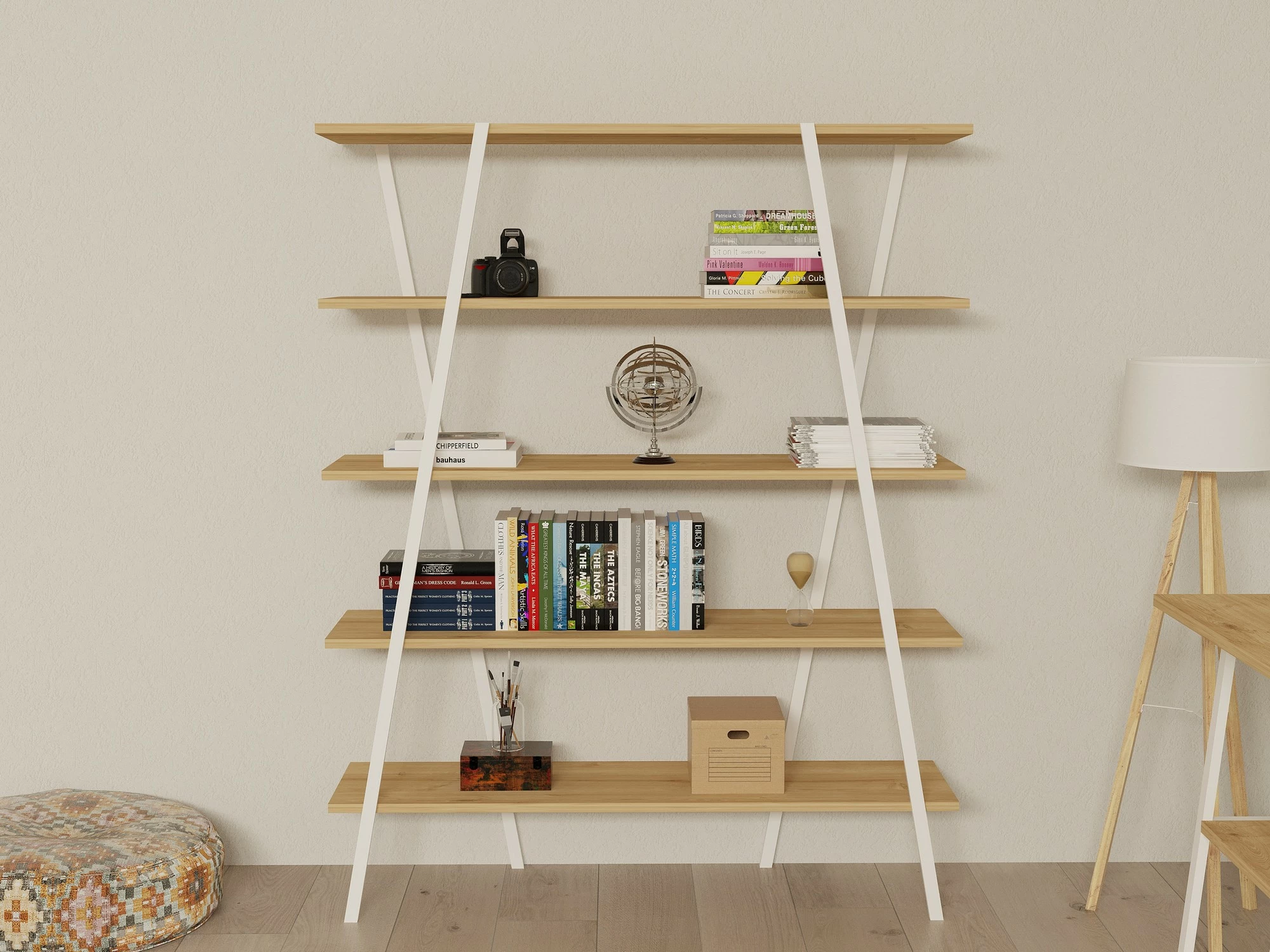Raft librash Hanah Home, Dobra, ngjyrë safir dhe e bardhë