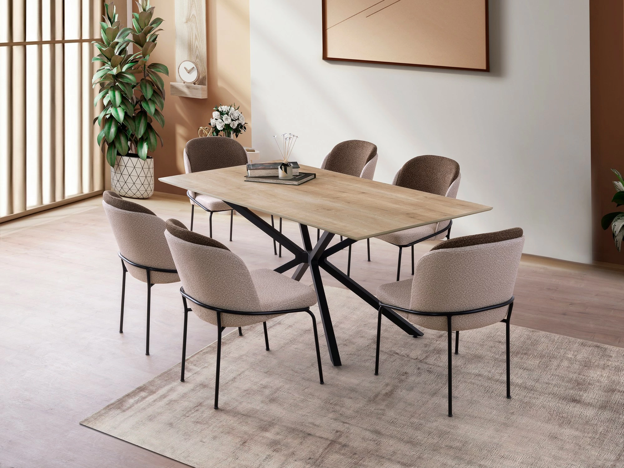 Tavolinë ngrënieje, ngjyrë lisi, Skye Decor, Nox - 3001