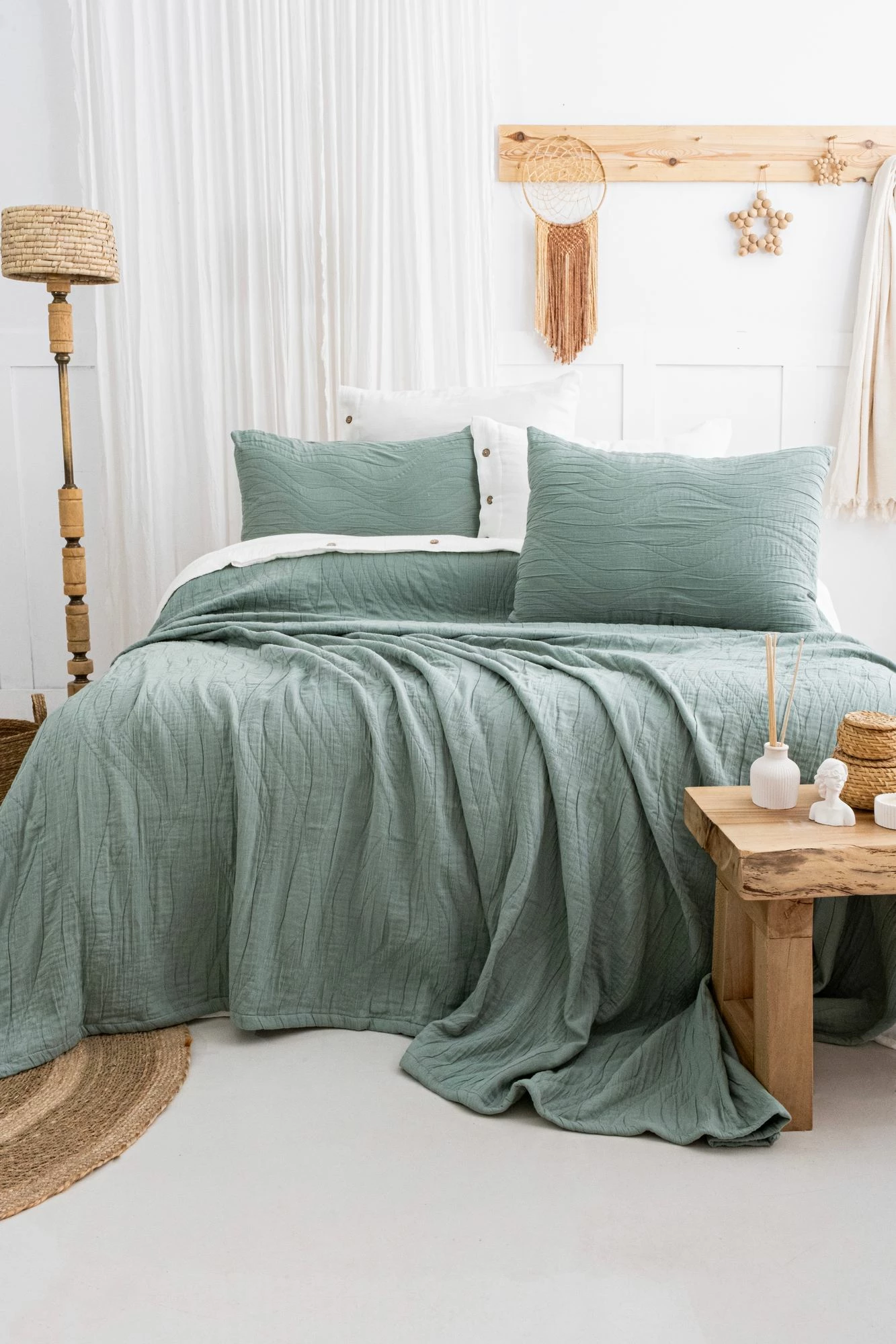 Set mbulesë krevati dopio, Janna, ngjyrë e gjelbër