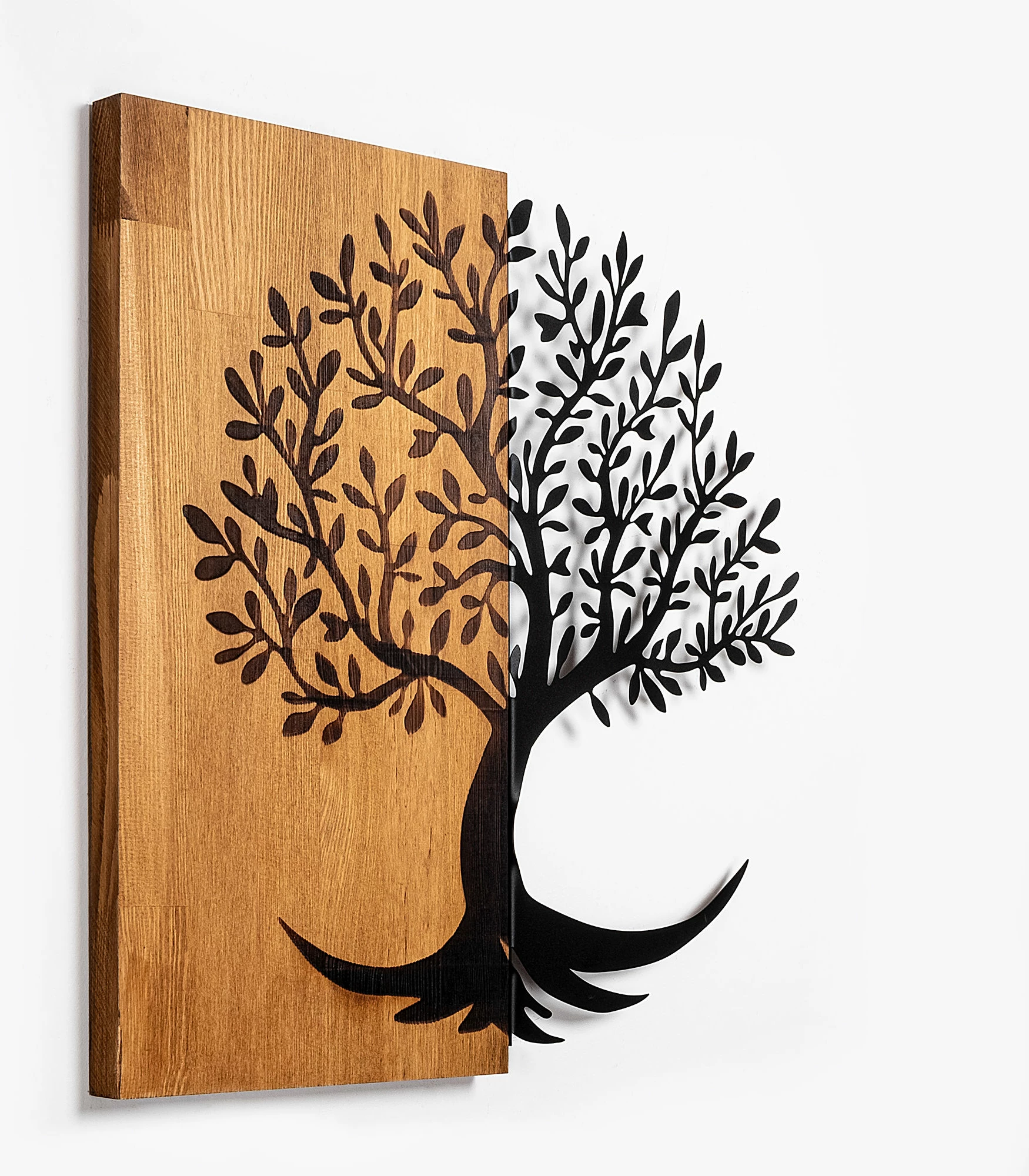 Aksesor dekorativ muri prej druri, Wallity, dru limoni, 373, ngjyrë arre dhe e zezë, 58x58cm