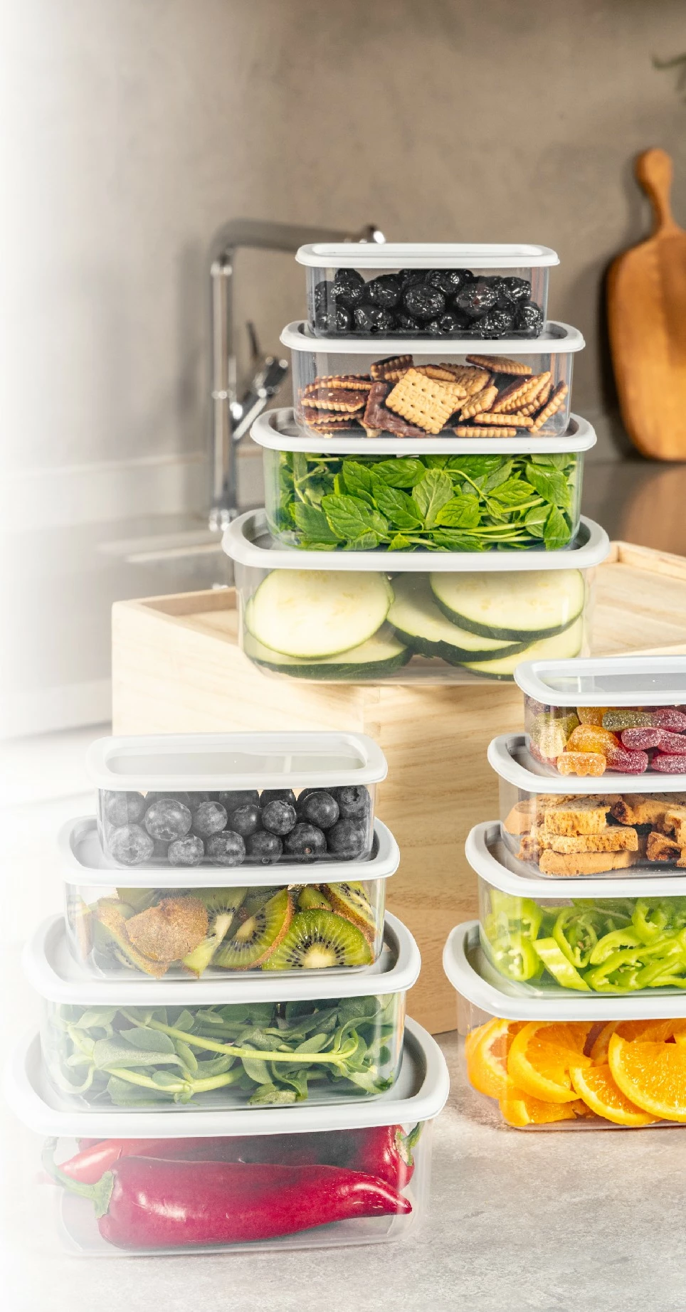 Set kuti për organizim (12 copë), Hermia, SYBOX12LIKRSK, ngjyrë gri