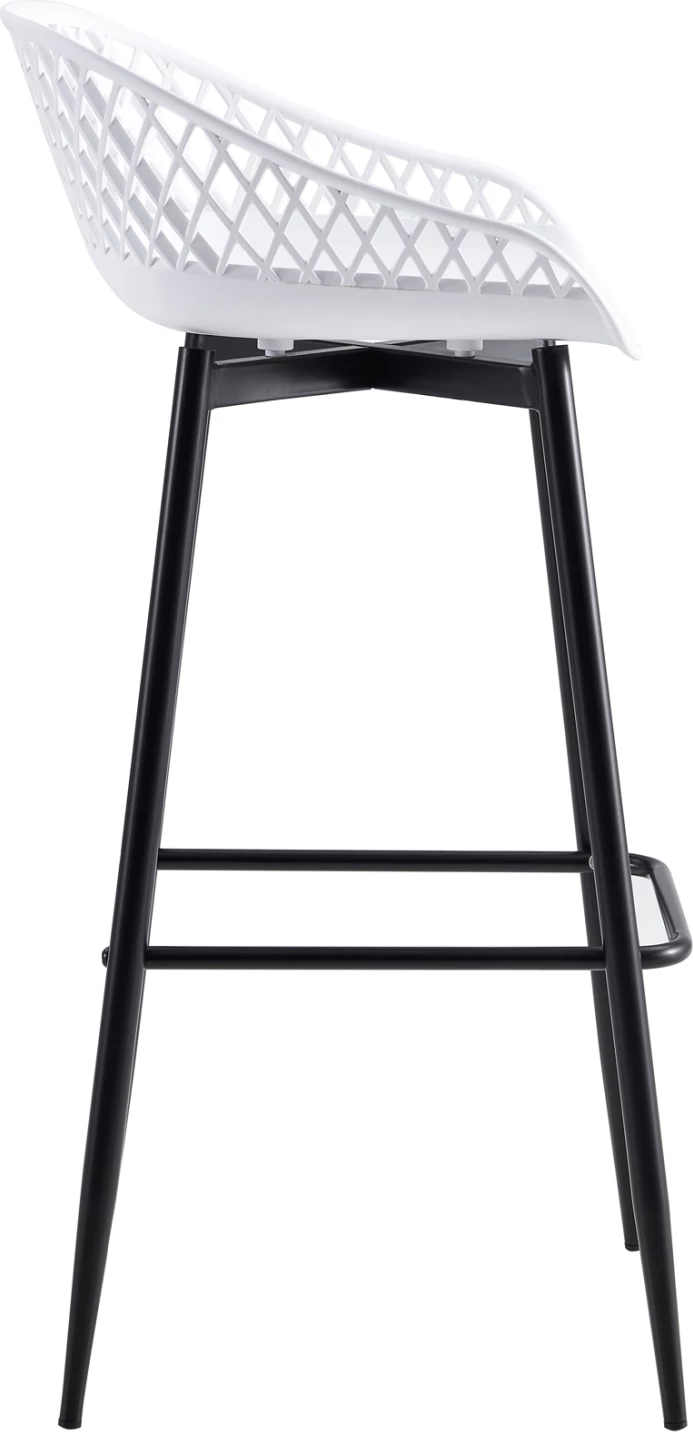 Karrige për bar FH8686.11, polipropilen e bardhë dhe këmbë metali të zeza, 45x45x97H cm