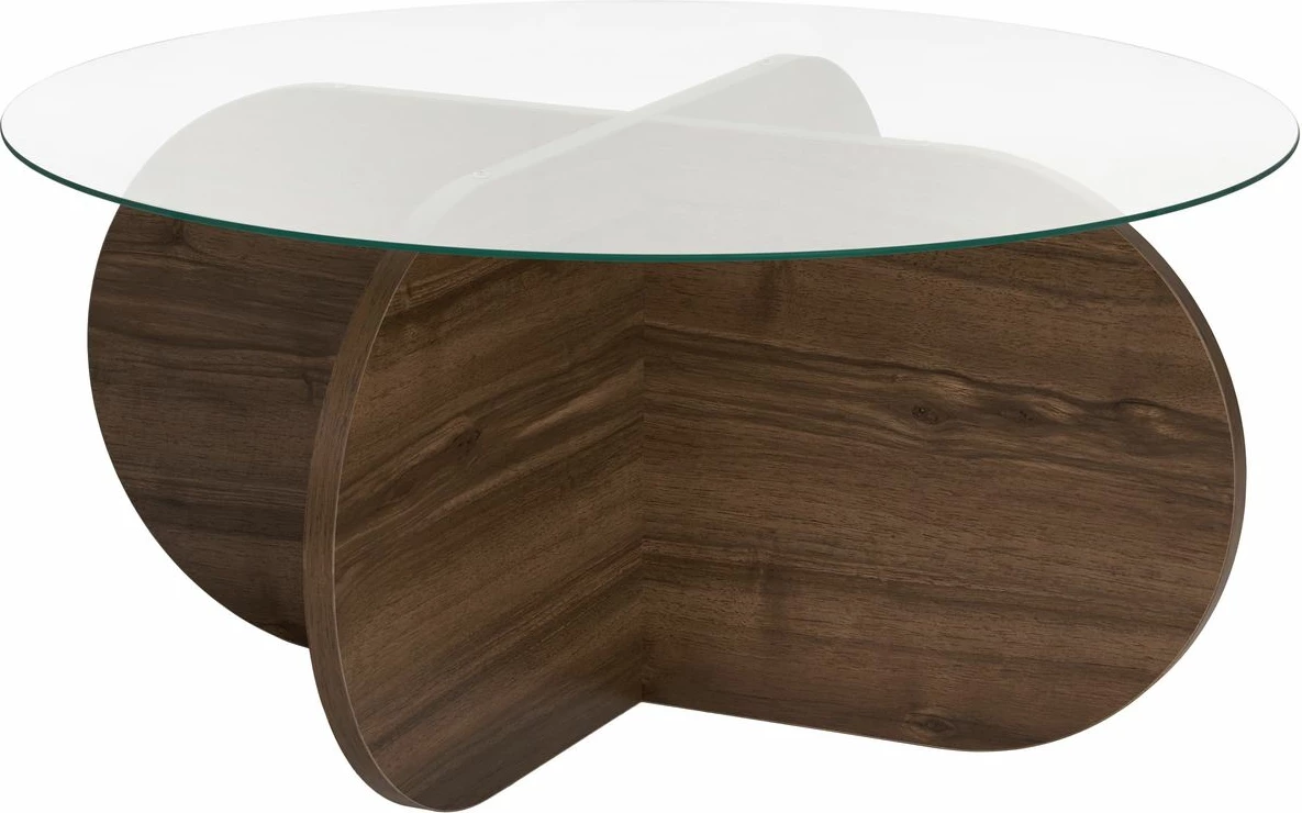 Tavolinë kafeje Nordure, Aeris, ngjyrë arre, xham transparent