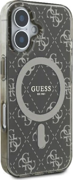 Mbështjellës Guess IML 4G Background MagSafe për iPhone 16 Plus, Kafe