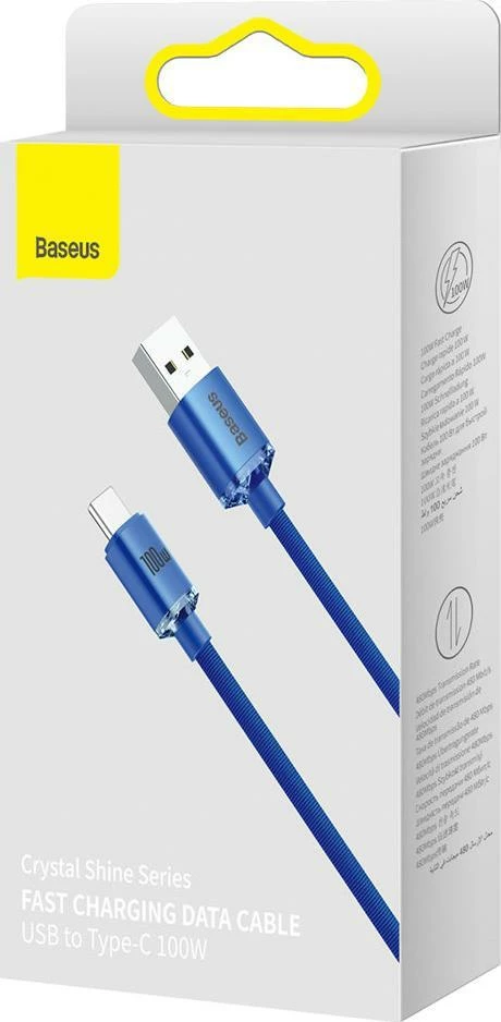 Kabllo USB-A në USB-C Baseus Crystal Shine CAJY000503 2m 100W Blu