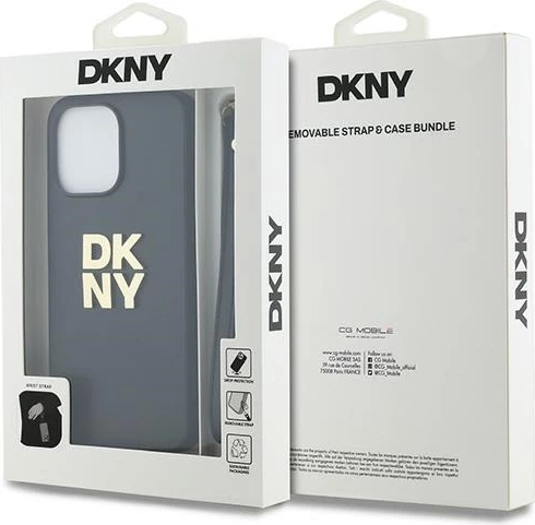 Mbështjellës DKNY Wrist Strap Stock Logo për iPhone 14 Pro Max, i zi